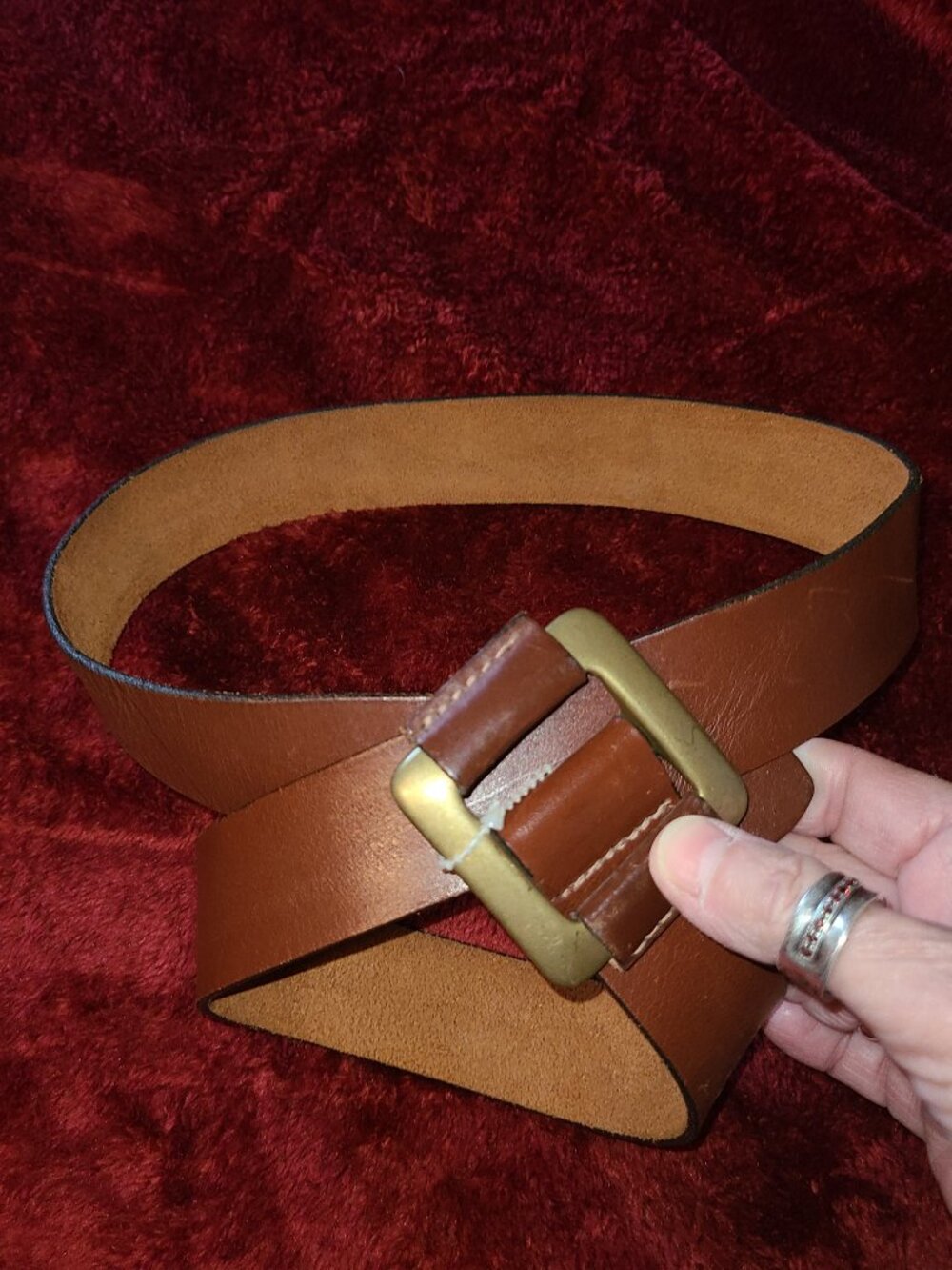 VTG The Limited Rich Brown Leather Belt Hole Less Size Large USA 38" 1.5" Width